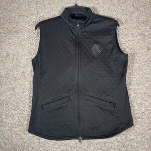 Straight Down Women Black Quilted Zip Vest Large Golf